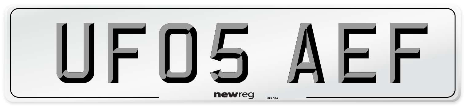 UF05 AEF Number Plate from New Reg
